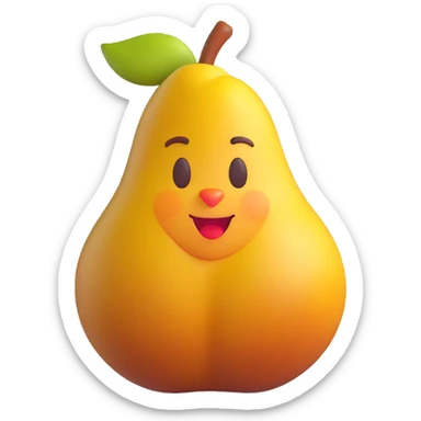 realistic fresh pear icon without facial features (no eyes, nose, mouth), 3D emoji style, no background sticker