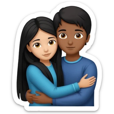 An Afghan girl and Indian boy who are in long distance relationship hug each other from distance. sticker