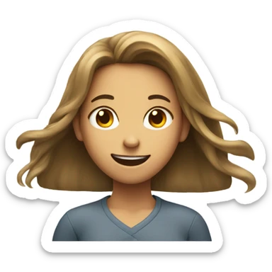 smiling girl with long hair shrugging sticker