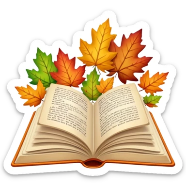 autumn open book with leaves on it sticker