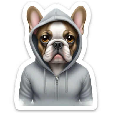 French bulldog with a hoodie sticker