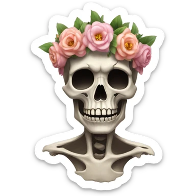 A shocked skull with flower crown sticker