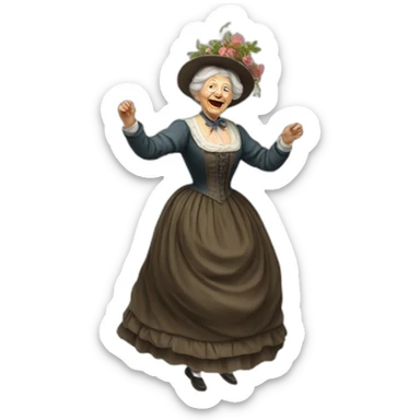 Old Lady 1890 Dancing sticker