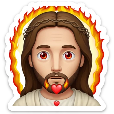 Jesus with burning Eyes an With hears  sticker