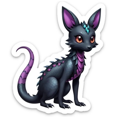 Shiny Dark Cute Majestic Sophisticated Modern Gothic Gloomy Futuristic Scaly Cyber-Salandit-Umbreon-Delcatty-Hybrid (Full body) sticker