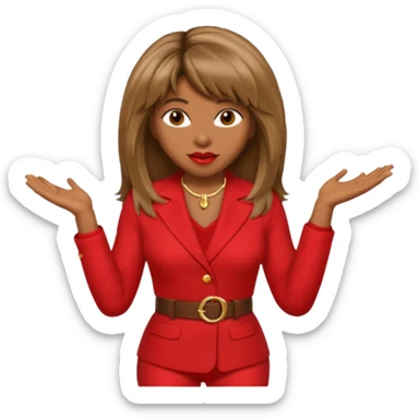Tina Turner with long light brown hair, red outfit sticker