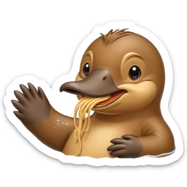 Platypus eating noodle sticker