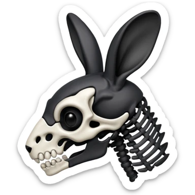 Tête de lapin squelette noire de profil avec des G à la place des yeux  sticker