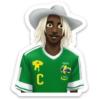 goth cowboy playboi carti wearing brazil soccer jersey  sticker