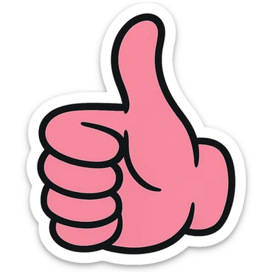 a pink thumbs up emoji, hand, friendly sticker