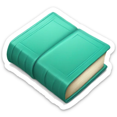 Realistic isolated turquoise book laying down flat. sticker