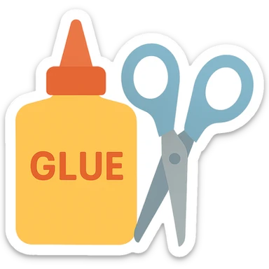 craft glue and scissors flat toon sticker
