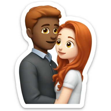 Brunette man Kissing Redhead girl sticker