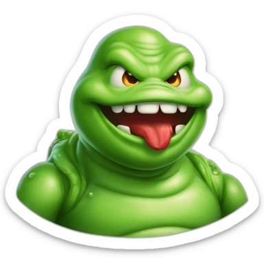 Slimer ghostbusters friendly no collar holding an apple sticker