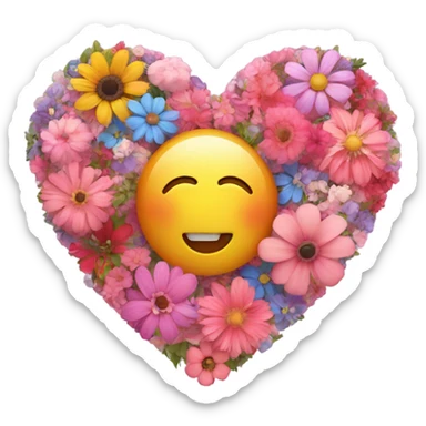 Heart pink and flowers sticker