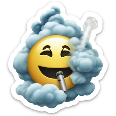 a emoji vaping with a vape sticker