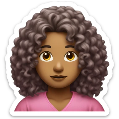 Curly Dark long hair meditation pink clothes seat eyes close sticker