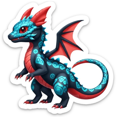 Cute Exotic Colorful Salamence-Guilmon-Salandit-Umbreon-Fakémon-hybrid-creature (full body)  sticker