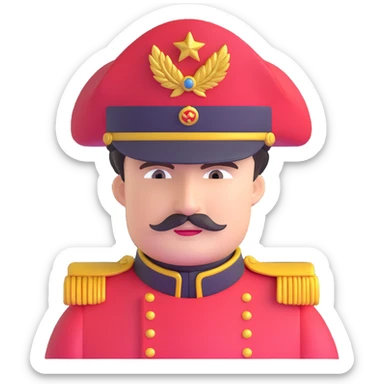 tomato wearing Napoleon Bonaparte's bicorne hat and military officer uniform sticker