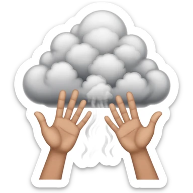 cartoon hands reaching out of a cloud of smoke sticker
