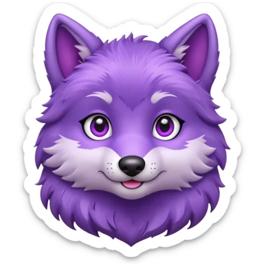 Cute purple wolf pup with heart sticker