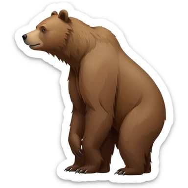 Realistic grizzly bear on all four legs, minimalist style, natural pose, side view sticker