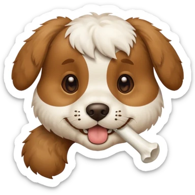 puppy face with bone in mouth sticker