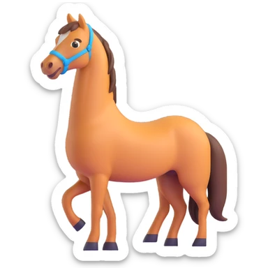 horse standing, isometric, emoji style, with a playful expression sticker