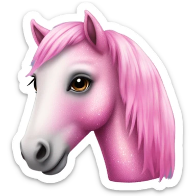 Sparkly pink mini horse sticker