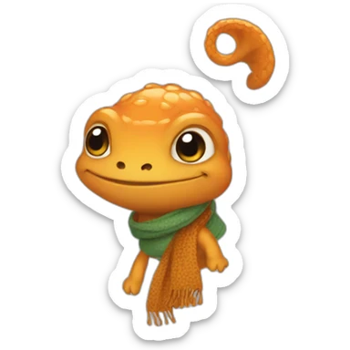 newt wearing a scarf sticker