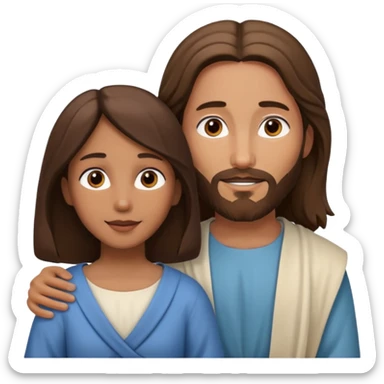 Jesus animado con una mujer ayudándola, variadas sticker