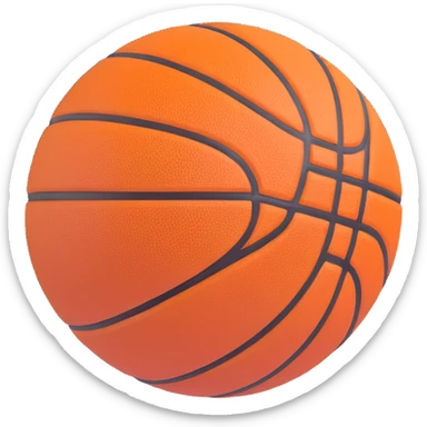 basketball, orange ball with black seams, 3D emoji style sticker