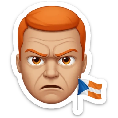 a man who is very angry at the dutch flag sticker