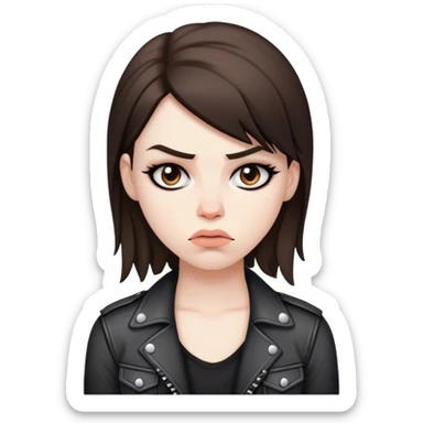 A brunette rocker girl annoyed sticker