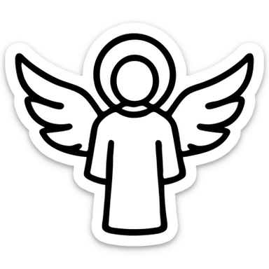 saint emblem, black wings outstretched, bold, graphic sticker