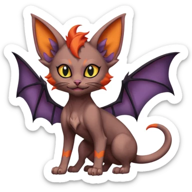 Noivern-Sphynx-Noibat-Torracat-Lykoi-fusion sticker