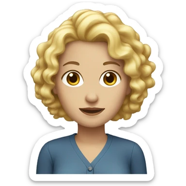 A white woman with curly blonde hair sticker