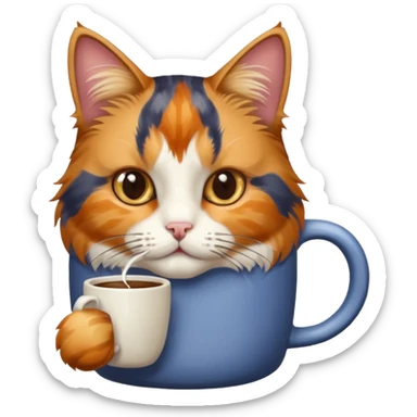 a cat drinking coffee sticker