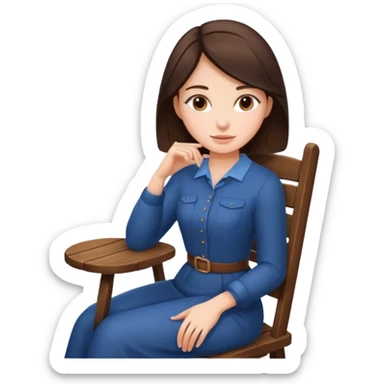 a brunette woman sitting on a chair sticker