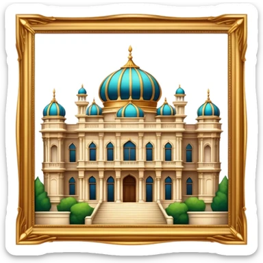 Cinematic Realistic Grand Palace Landmark Emoji, showcasing opulent palace architecture rendered with rich textures and regal, dynamic lighting. sticker