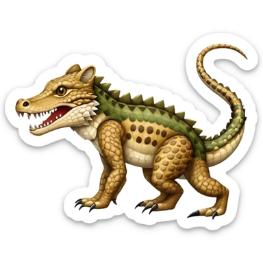 Crocodile-Bobcat-Fakémon-hybrid-creature with a long muzzle, full body sticker