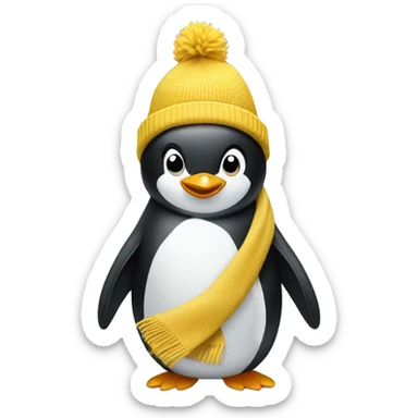 penguin in a yellow hat and yellow scarf sticker