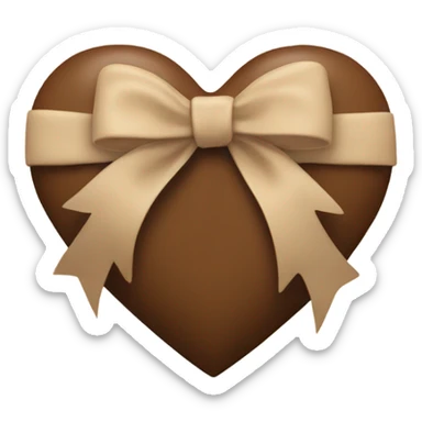 brown heart with beige bow sticker