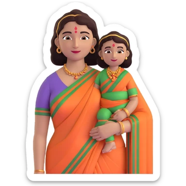 Indian mother in a saree, friendly face sticker