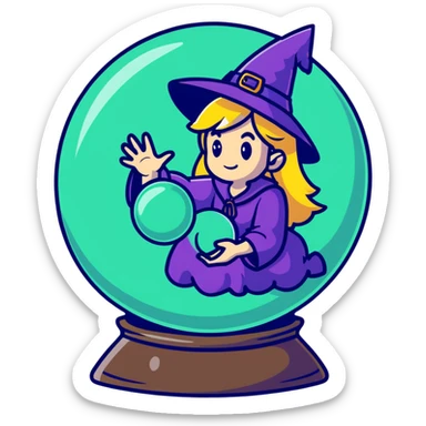 A beautiful blond witch looking into a crystal ball sticker