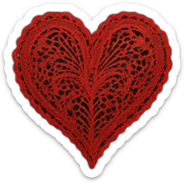 red lace on black leather heart sticker