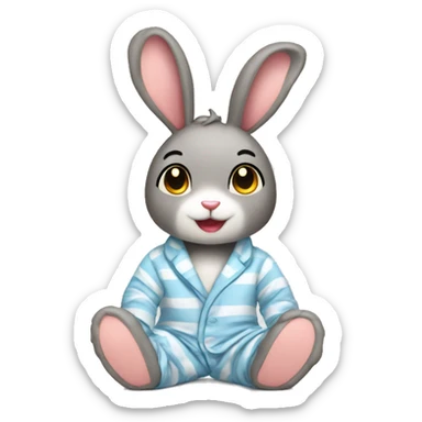 Cute pajama roller rabbit sticker