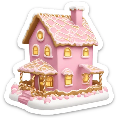 lights pink and gold and white gingerbread house sticker