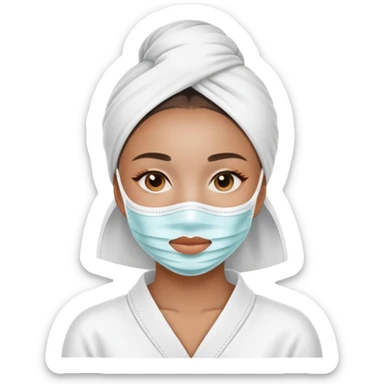Girl wearing spa mask sticker