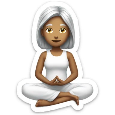 silver hair girl meditating sticker